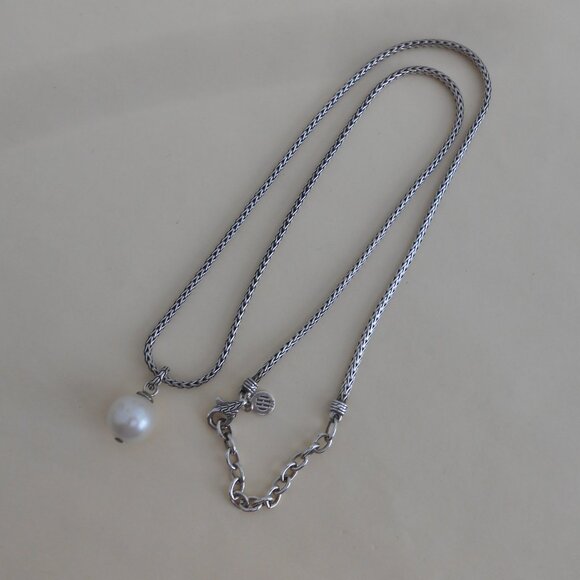 John Hardy Sterling Silver Pearl Pendant 2.5mm Necklace Adj 18" -20" - Picture 5 of 13